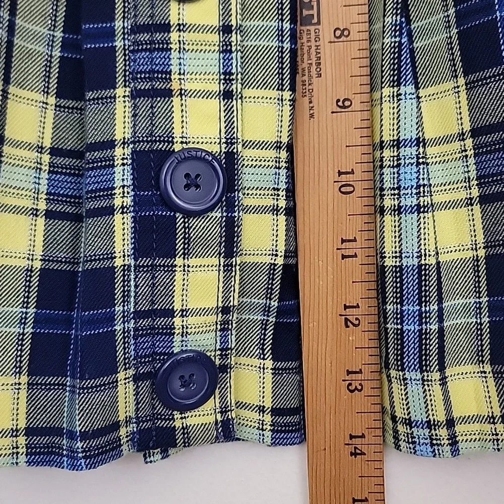 Justice Blue & Yellow Plaid Flannel Skorts Girls 14